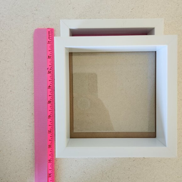 White Rectangle Square Frames with Ledge - Set of 4 - Picture 9 of 10